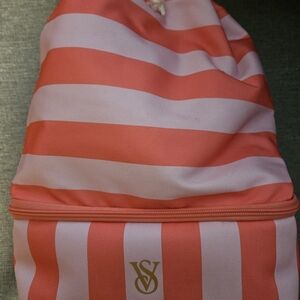 Victoria's Secret Coral/White Striped Backpack w/Cooler Compartme